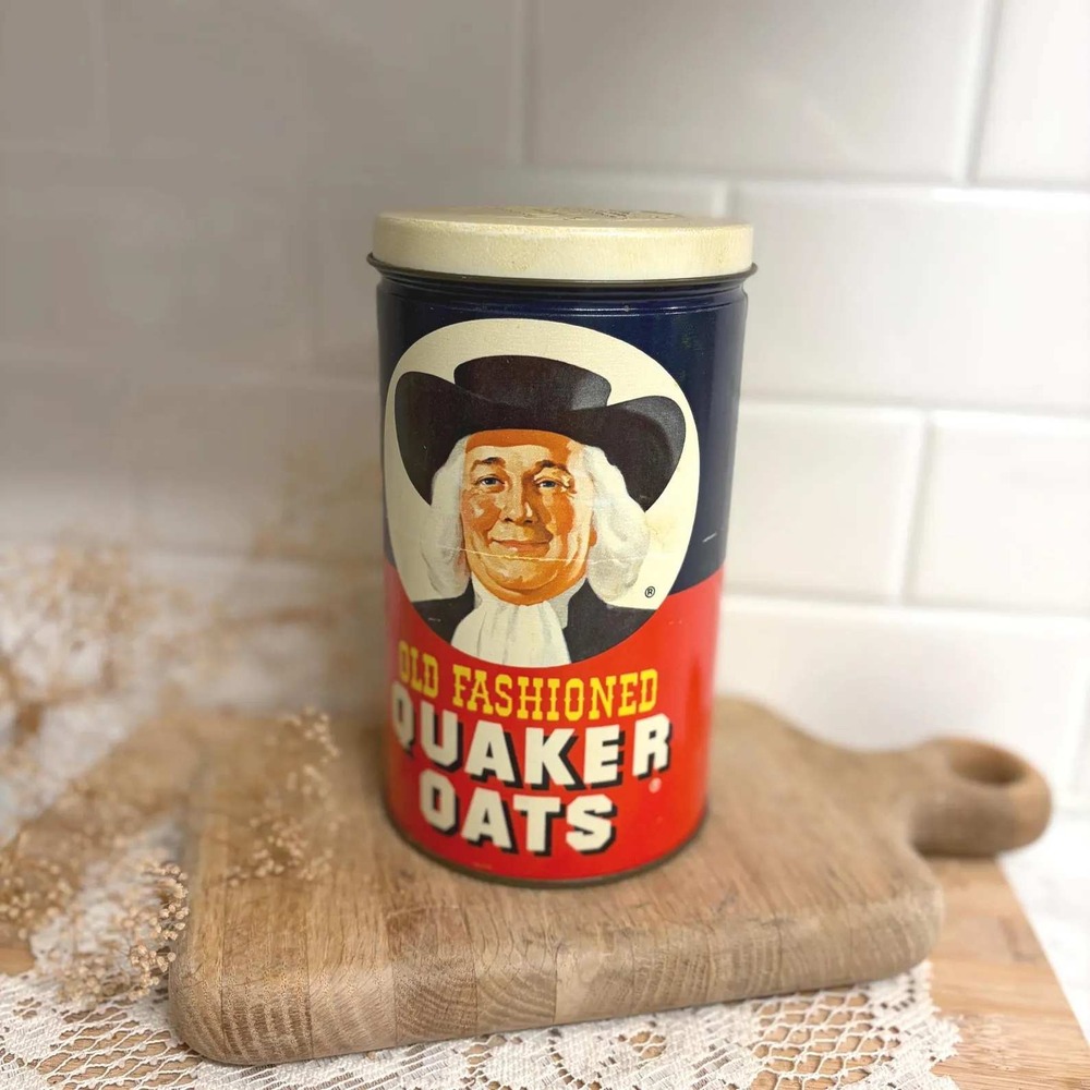 Quaker Oats Tin Old Fashioned Limited Edition 1982 Home Decor Collector Vintage